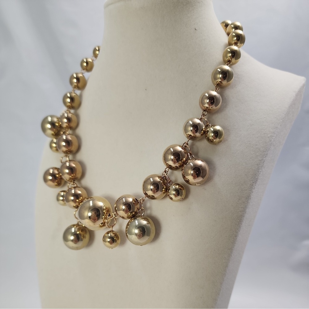 Designer Kenneth Jay Lane KJL Signed Polished Gold Tone Round Bead Necklace - Picture 6 of 7